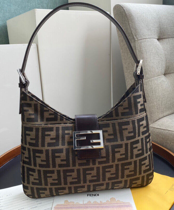 Fendi Zucca Canvas Shoulder Bag HL90302 Coffee